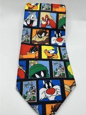 Warner Bros. Looney Tunes Character Grid Tie - Blue, Black, Yellow, Red, Green